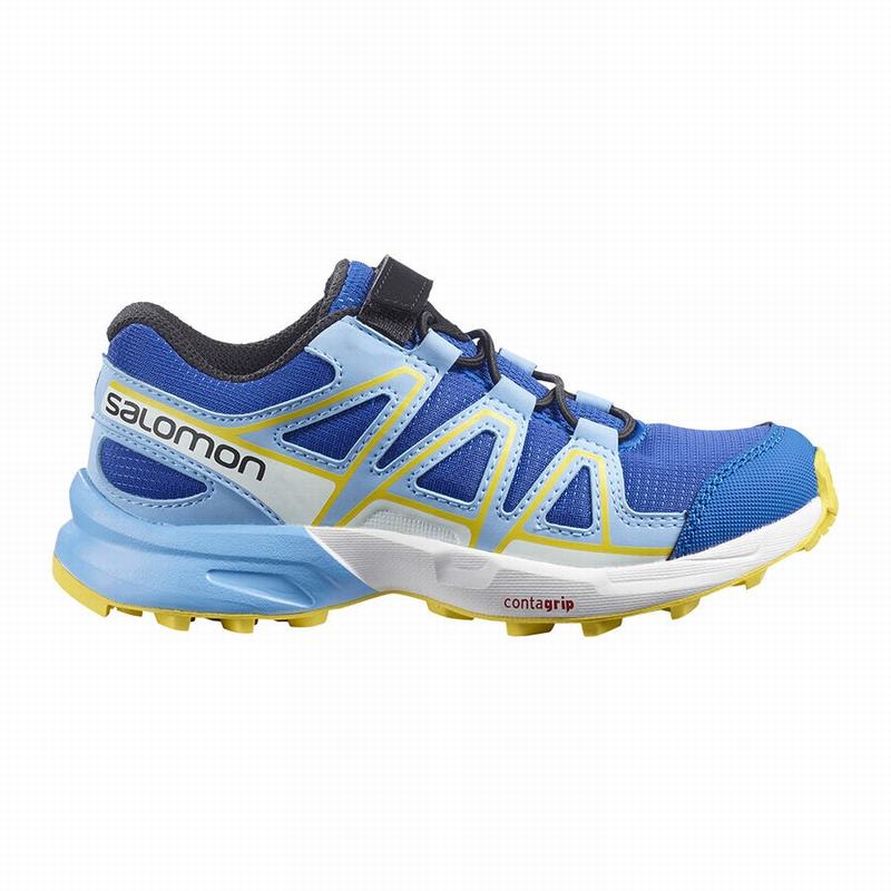 Salomon SPEEDCROSS - Kids Trail Running Shoes - Blue/Lemon - NZ (97531-ZHVW)